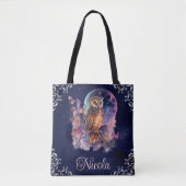 Oude aquarel hemelse fantasie-uil tote bag (Voorkant)