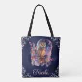 Oude aquarel hemelse fantasie-uil tote bag (Achterkant)