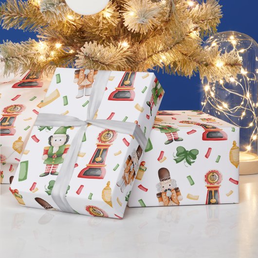 Oude aquarel Kerst Notenkrakers Cadeaupapier (Feestdagen)