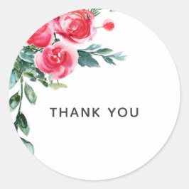 Oude aquarel rustieke klaproos rode bloemen blader ronde sticker