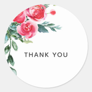 Oude aquarel rustieke klaproos rode bloemen blader ronde sticker