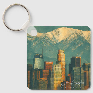 Oude aquarel van Los Angeles   Retro Californië Sleutelhanger