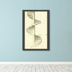 Oude architecturale trap, wenteltrap canvas afdruk