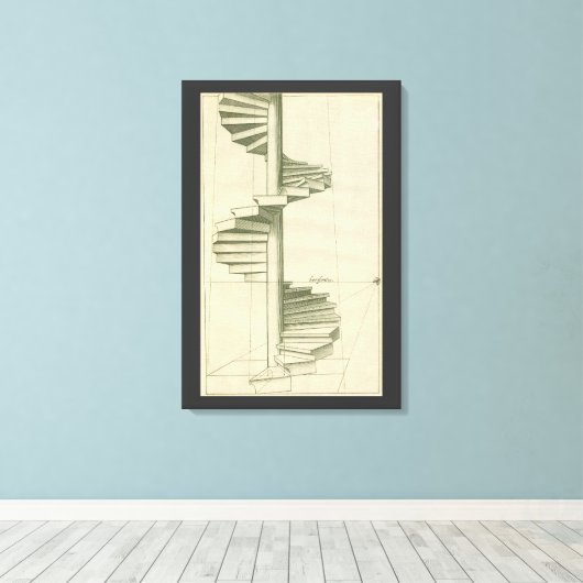 Oude architecturale trap, wenteltrap canvas afdruk (Insitu (Houten vloer))