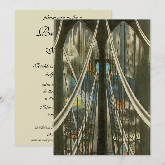 Oude architectuur, Brooklyn Bridge-pensioen Kaart (Voorkant / Achterkant)