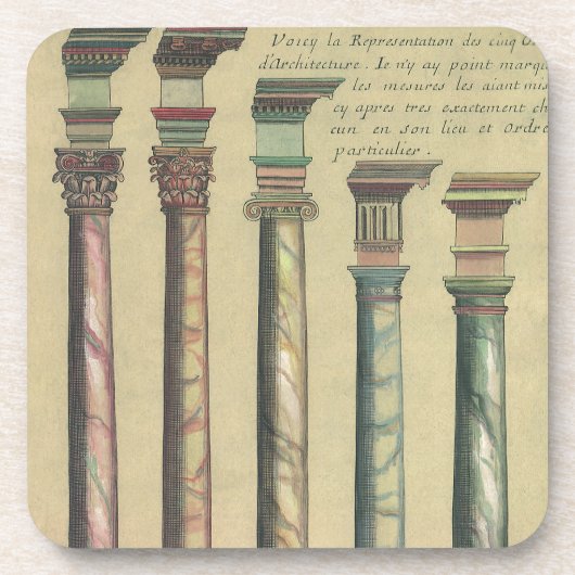 Oude Architectuur, de 5 Architecturale Orden Bier Onderzetter (Voorkant)