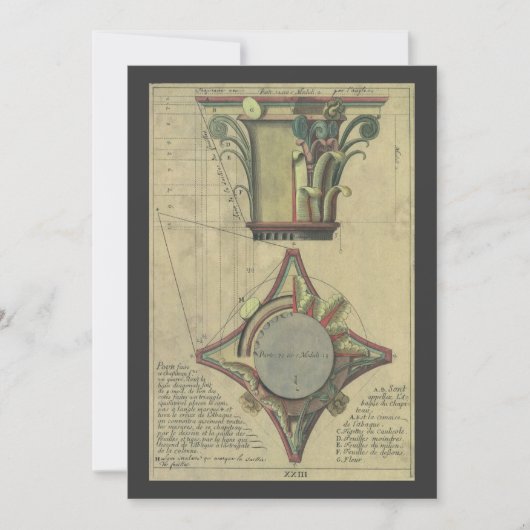 Oude architectuur, decoratieve hoofdletterkroon (Voorkant)