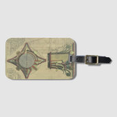 Oude architectuur, decoratieve hoofdletterkroon bagagelabel (Voorkant (horizontaal))