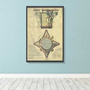Oude architectuur, decoratieve hoofdletterkroon canvas afdruk