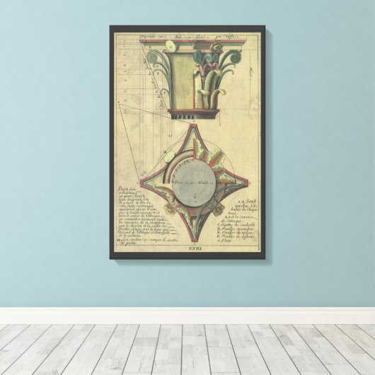 Oude architectuur, decoratieve hoofdletterkroon canvas afdruk (Insitu (Houten vloer))