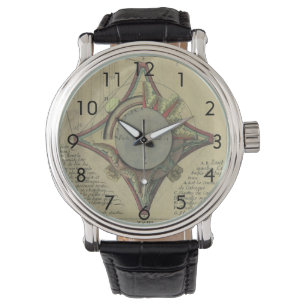Oude architectuur, decoratieve hoofdletterkroon horloge