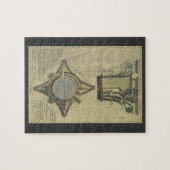 Oude architectuur, decoratieve hoofdletterkroon legpuzzel (Horizontaal)