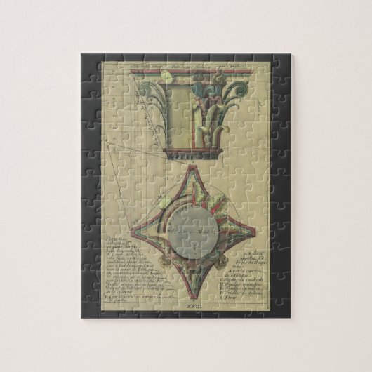 Oude architectuur, decoratieve hoofdletterkroon legpuzzel (Verticaal)