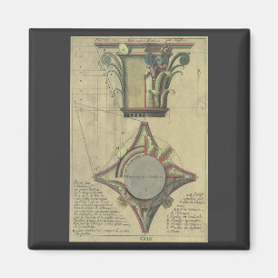 Oude architectuur, decoratieve hoofdletterkroon magneet