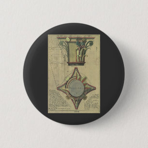 Oude architectuur, decoratieve hoofdletterkroon ronde button 5,7 cm