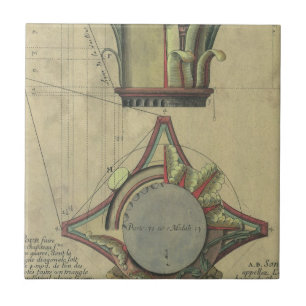 Oude architectuur, decoratieve hoofdletterkroon tegeltje