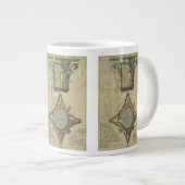 Oude architectuur, decoratieve hoofdstad kroon grote koffiekop (Voorkant rechts)