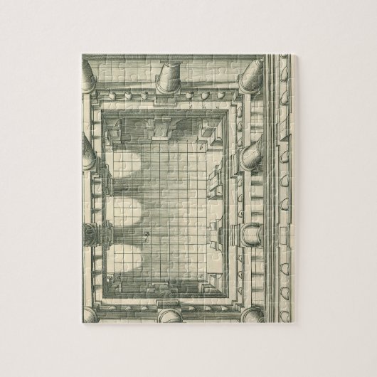 Oude architectuur, gezicht op binnenplaats met atr legpuzzel (Verticaal)