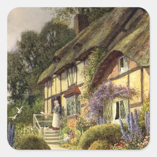 Oude architectuur, landhuisje vierkante sticker (Voorkant)