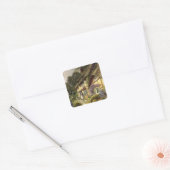 Oude architectuur, landhuisje vierkante sticker (Envelop)