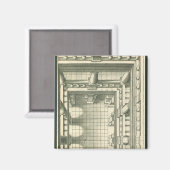 Oude architectuur, perspectief op binnenplaats met magneet (Voorkant / Achterkant)