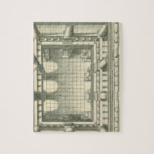 Oude architectuur, perspectief van de atriumbinnen legpuzzel
