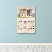 Oude architectuur, plattegrond en Griekse villa Canvas Afdruk (Insitu (Houten vloer))