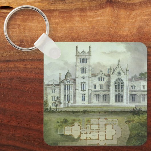 Oude architectuur, plattegronden van Frans kasteel Sleutelhanger (Voorkant)