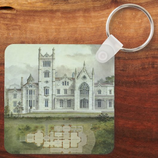 Oude architectuur, plattegronden van Frans kasteel Sleutelhanger (Achterkant)