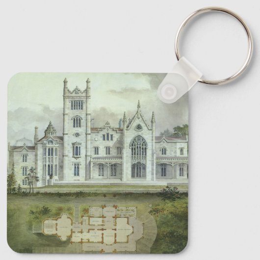 Oude architectuur, plattegronden van Frans kasteel Sleutelhanger (Achterkant)