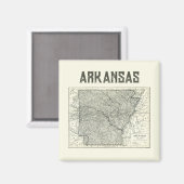 Oude Arkansas Kaart Kussen Magneet (Voorkant / Achterkant)