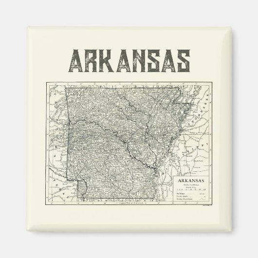 Oude Arkansas Kaart Kussen Magneet (Voorkant)