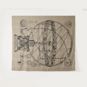 Oude armillary Sphere Spherical Astrolabe Burlap T Wandkleed (Voorkant (horizontaal))