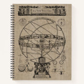 Oude armillary Sphere Spherical Astrolabo Burlap Notitieboek (Voorkant)