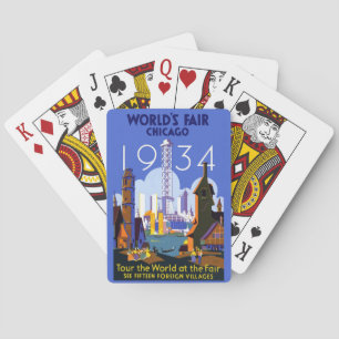 Oude Art Deco Chicago 1934 Wereldtentoonstelling P Pokerkaarten