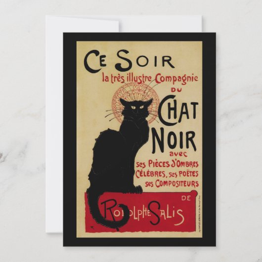 Oude Art Nouveau, Ce Soir Chat Noir Zwarte Kat Kaart (Voorkant)