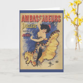 Oude Art Nouveau Danser Franse Poster Kaart (Gele Bloem)