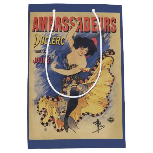 Oude Art Nouveau Danser Franse Poster Medium Cadeauzakje (Voorkant)