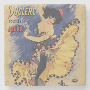 Oude Art Nouveau Danser Franse Poster Stenen Onderzetter