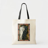 Oude Art Nouveau Deze Kus, Vrouw met Pauw Tote Bag (Voorkant)
