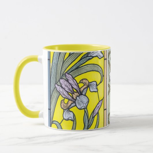 Oude Art Nouveau, Iris Tuinbloemen Mok (Links)