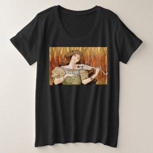 Oude Art Nouveau vioolposter Elegante muziek Grote Maat T-shirt