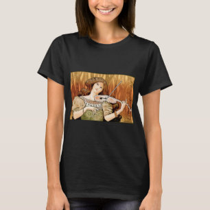 Oude Art Nouveau vioolposter Elegante muziek T-shirt