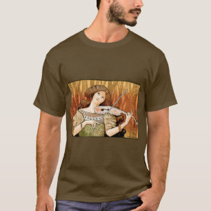 Oude Art Nouveau vioolposter Elegante muziek T-shirt