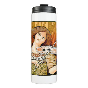 Oude Art Nouveau vioolposter   Elegante muziek Thermosbeker