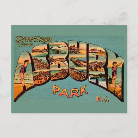 Oude Asbury Park Ansichtkaart Briefkaart (Voorkant)