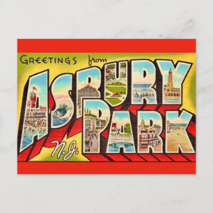 Oude Asbury Park NJ Groeten Ansichtkaart Briefkaart