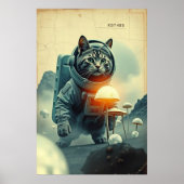 Oude astronaut kat sciencefiction-ruimte-kunstpost poster (Voorkant)