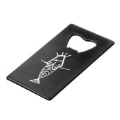 Oude astronauten creditkaart flessenopener (Voorkant Gekanteld)