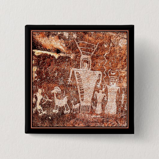 OUDE ASTRONAUTEN VIERKANTE BUTTON 5,1 CM (Voorkant)